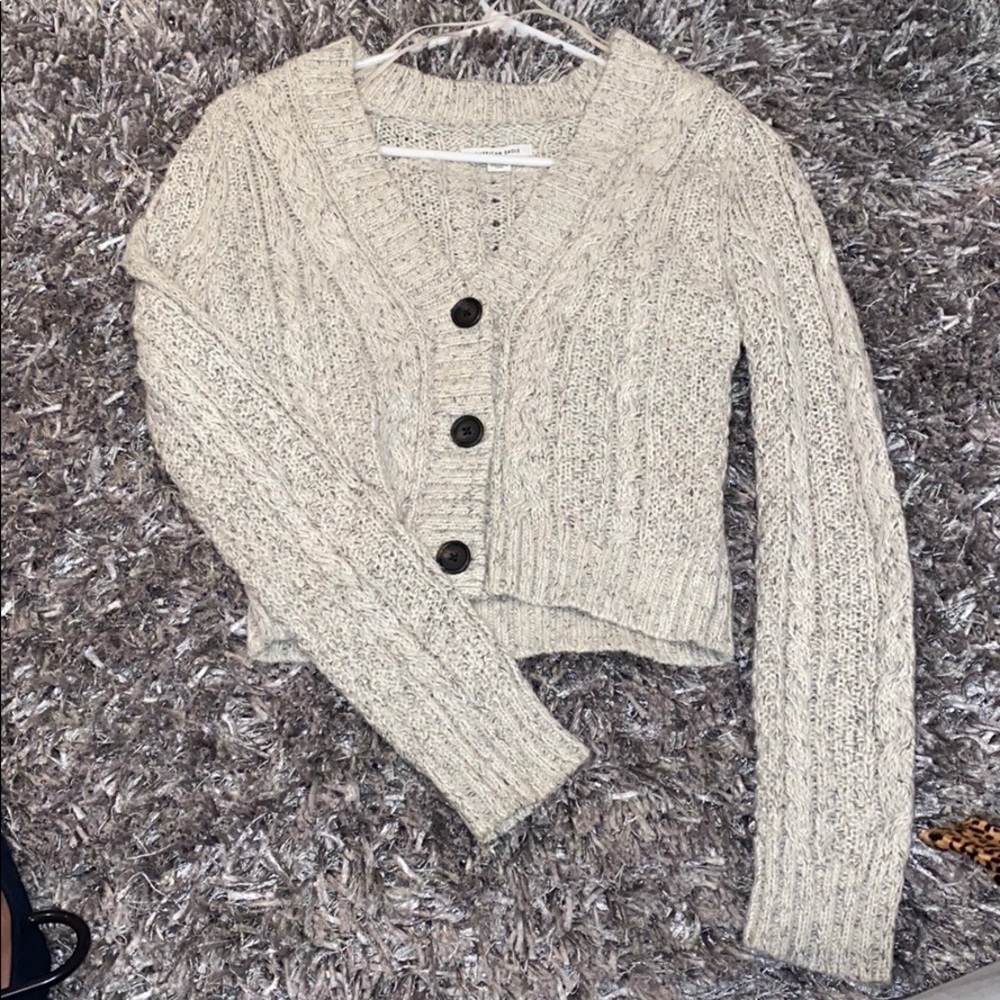 cropped button sweater